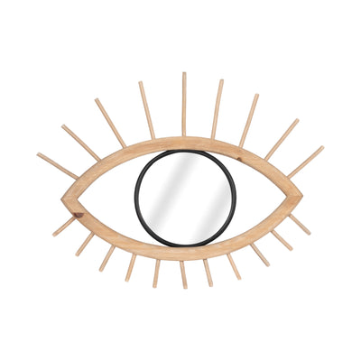 WOOD/METAL, 22L MIRRORED EYE WALL DECO, BROWN WB