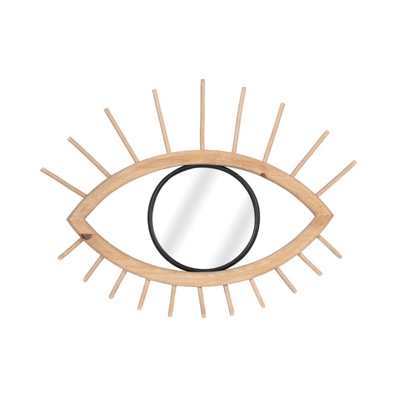 WOOD/METAL, 22L MIRRORED EYE WALL DECO, BROWN WB
