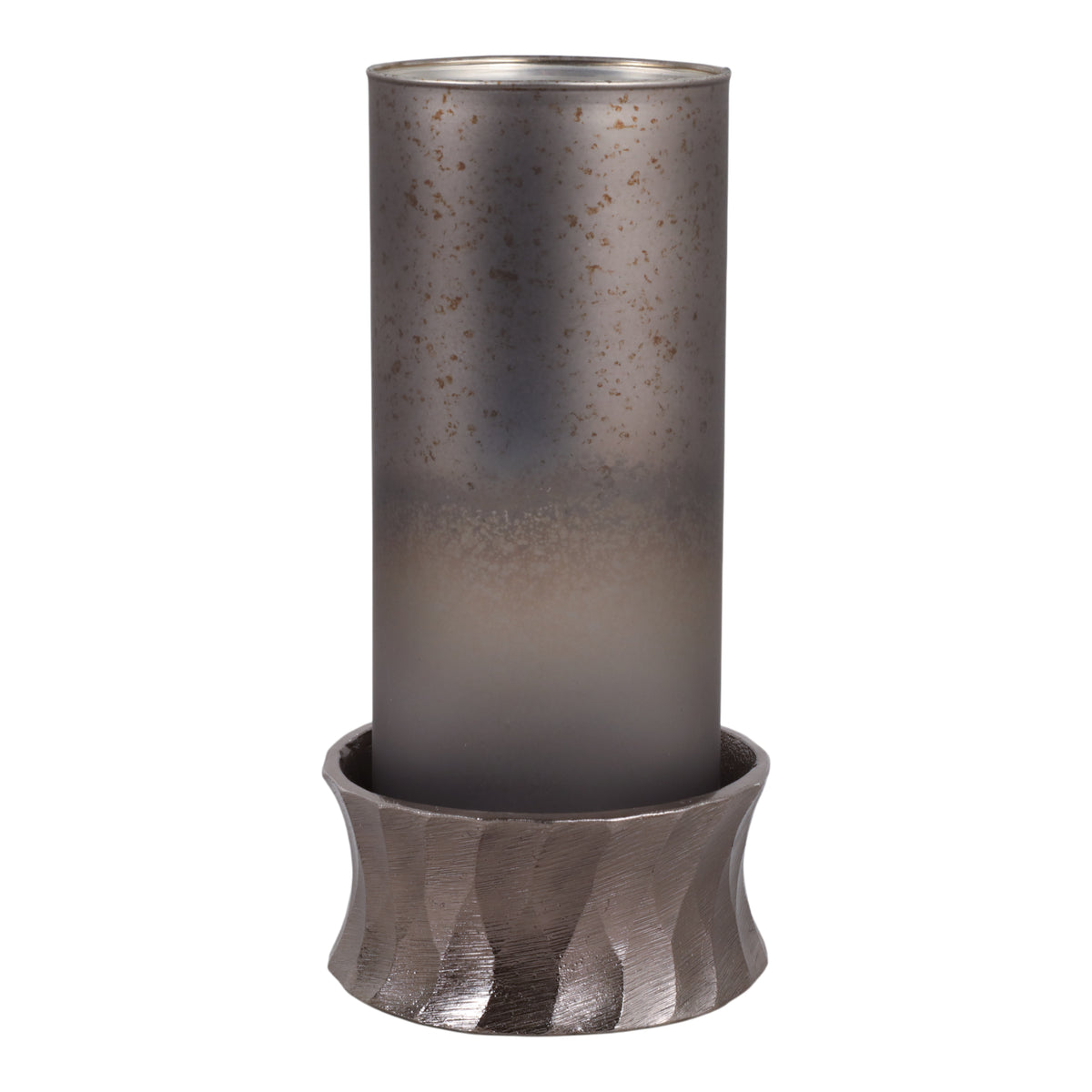 11" JENNINGS SMALL GLASS HURRICANE WITH METAL BASE
