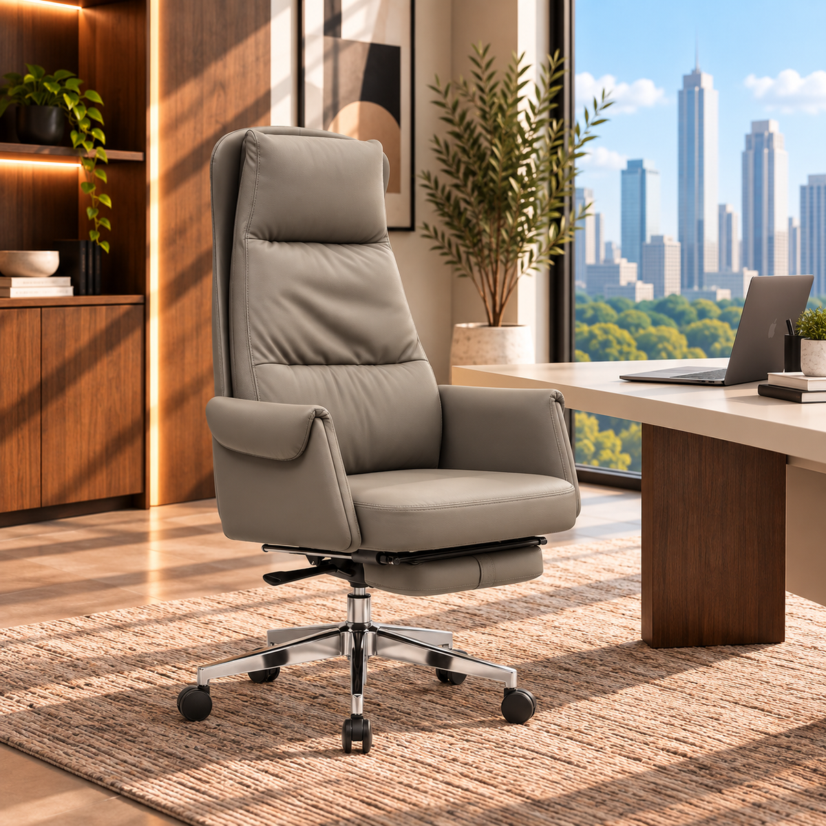 High Back Chair With Footrest