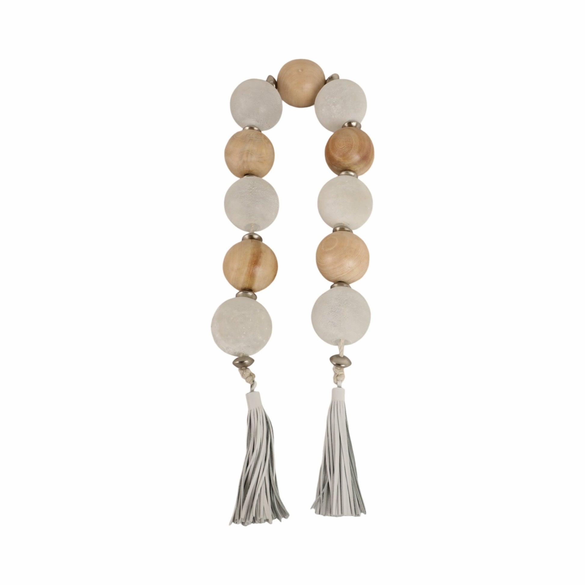 56'' Bothelle Glass And Wood Garland W Lthr Tassel Table Decors| Sagebrook Home