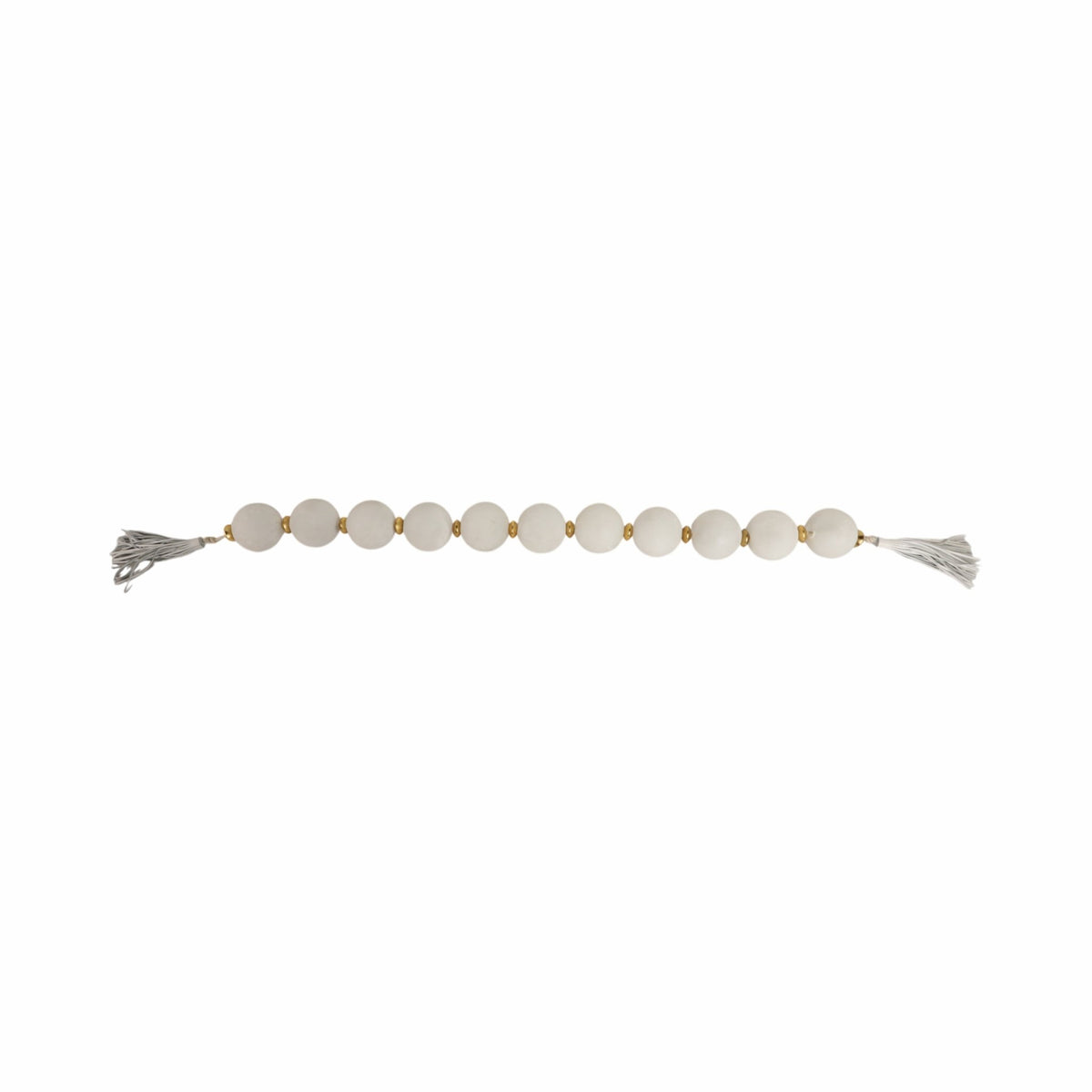 56'' Camas White Glass Garland W Lthr Tassel Table Decors| Sagebrook Home