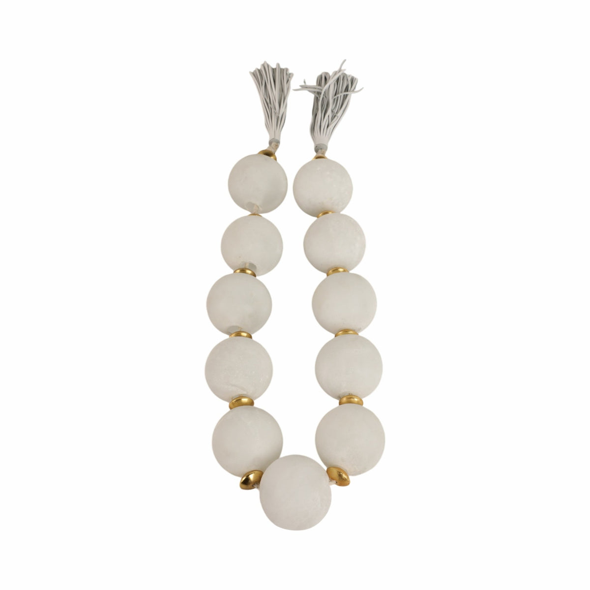56'' Camas White Glass Garland W Lthr Tassel Table Decors| Sagebrook Home