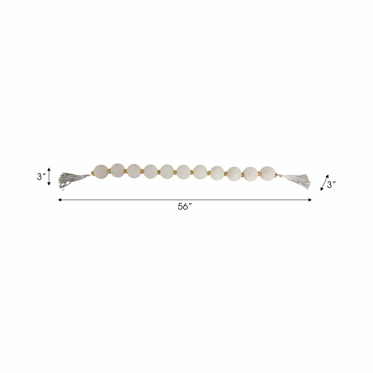56'' Camas White Glass Garland W Lthr Tassel Table Decors| Sagebrook Home