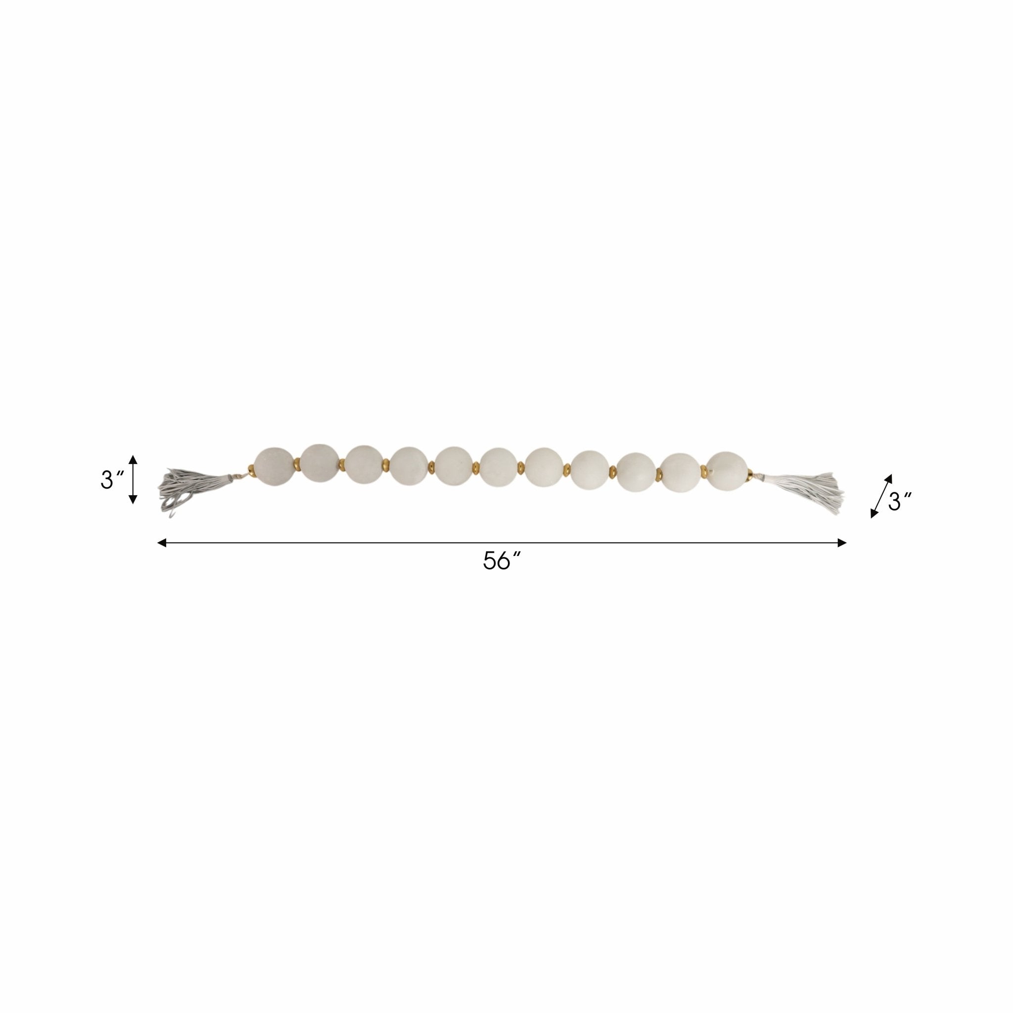 56'' Camas White Glass Garland W Lthr Tassel Table Decors| Sagebrook Home