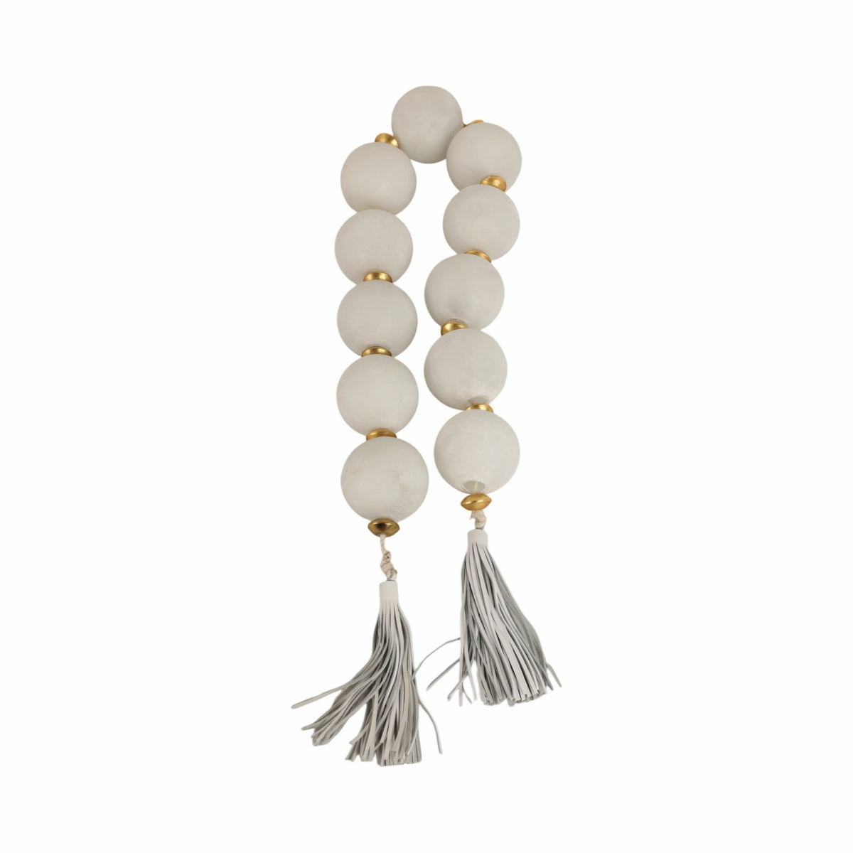 56'' Camas White Glass Garland W Lthr Tassel Table Decors| Sagebrook Home