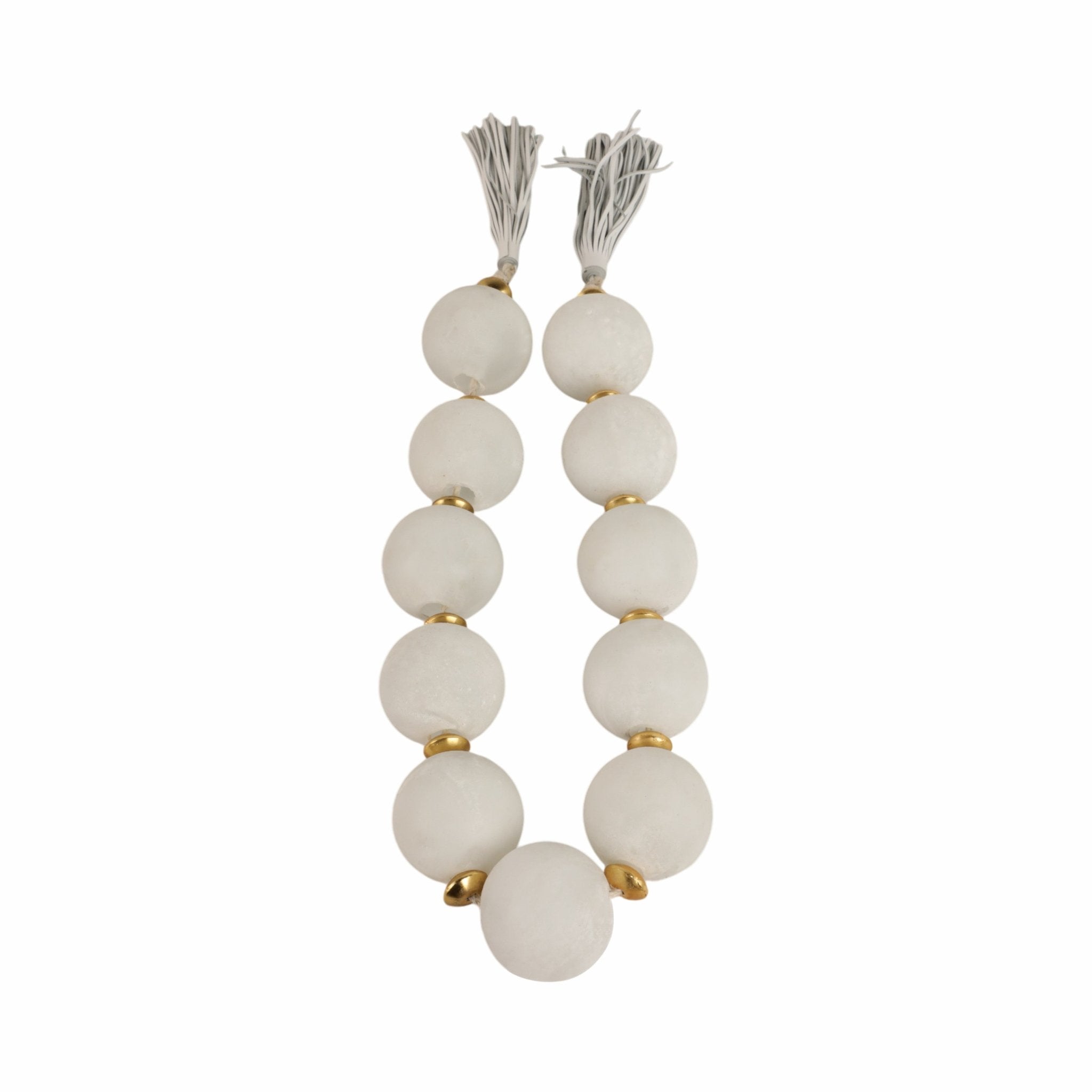 56'' Camas White Glass Garland W Lthr Tassel Table Decors| Sagebrook Home