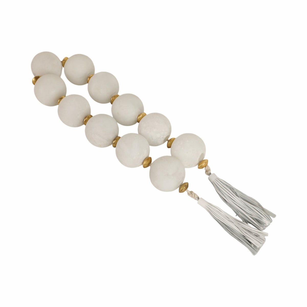 56'' Camas White Glass Garland W Lthr Tassel Table Decors| Sagebrook Home