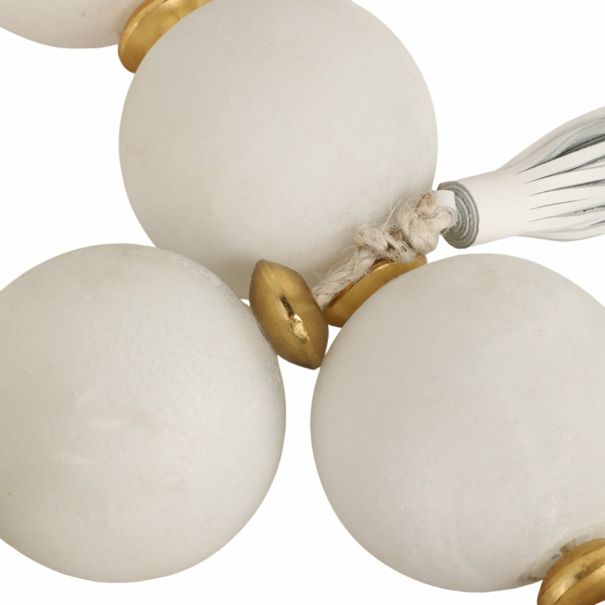 56'' Camas White Glass Garland W Lthr Tassel Table Decors| Sagebrook Home