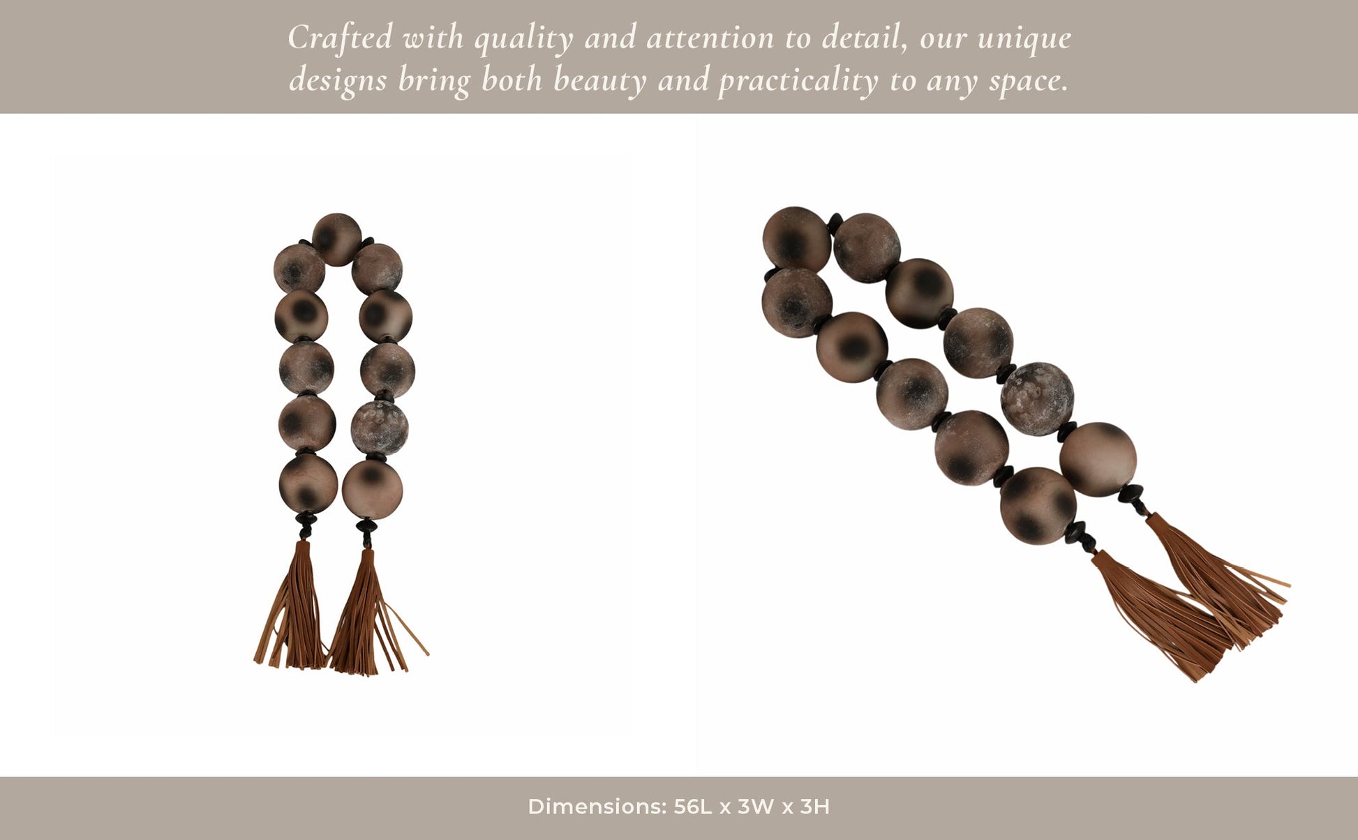 56'' Pasco Brown Glass Garland w Lthr Tassel Table Decors| Sagebrook Home