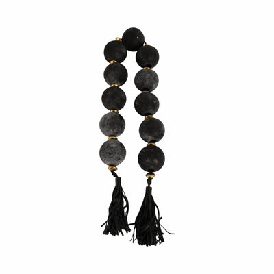 56'' Renton Blk & Gold Glass Garland w Lthr Tassel - Al Rugaib Furniture