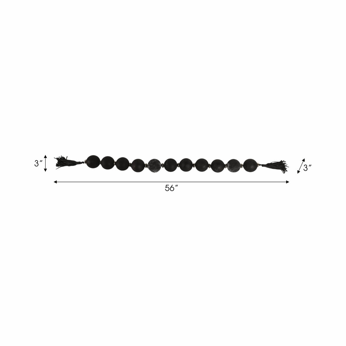 56'' Renton Blk & Slvr Glass Garland W Lthr Tassel Table Decors| Sagebrook Home