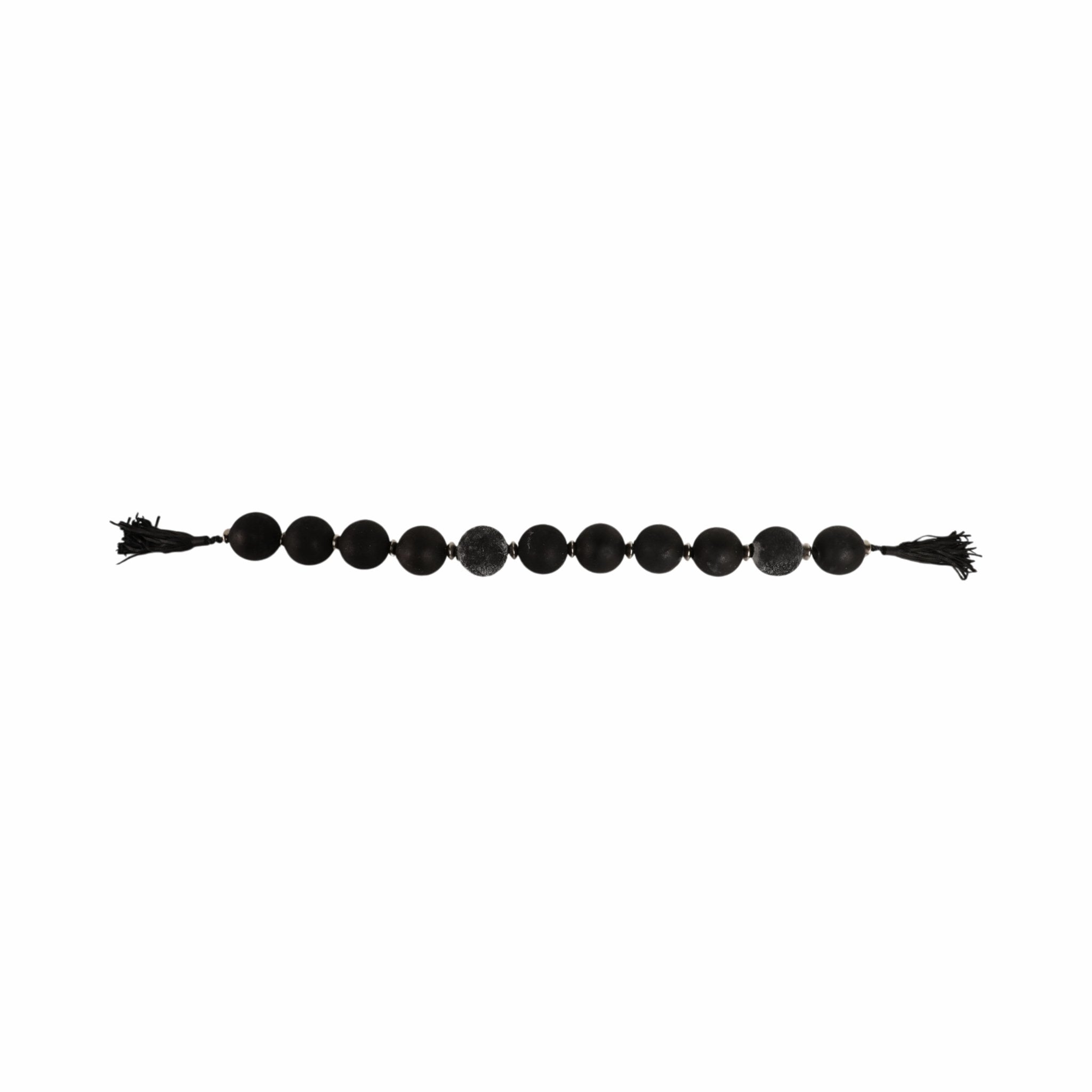 56'' Renton Blk & Slvr Glass Garland W Lthr Tassel Table Decors| Sagebrook Home