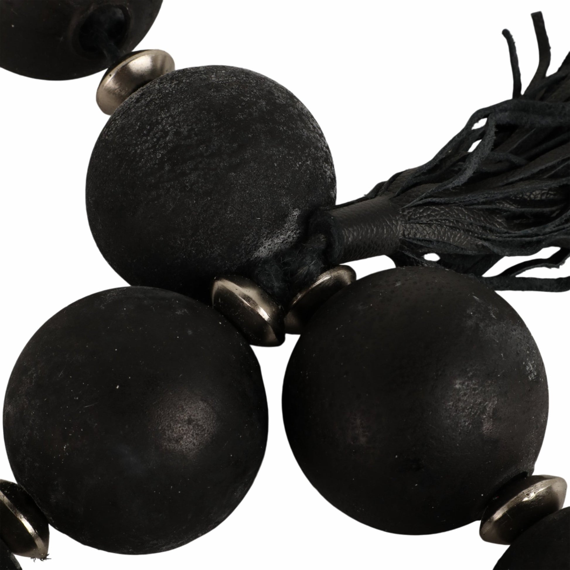 56'' Renton Blk & Slvr Glass Garland W Lthr Tassel Table Decors| Sagebrook Home