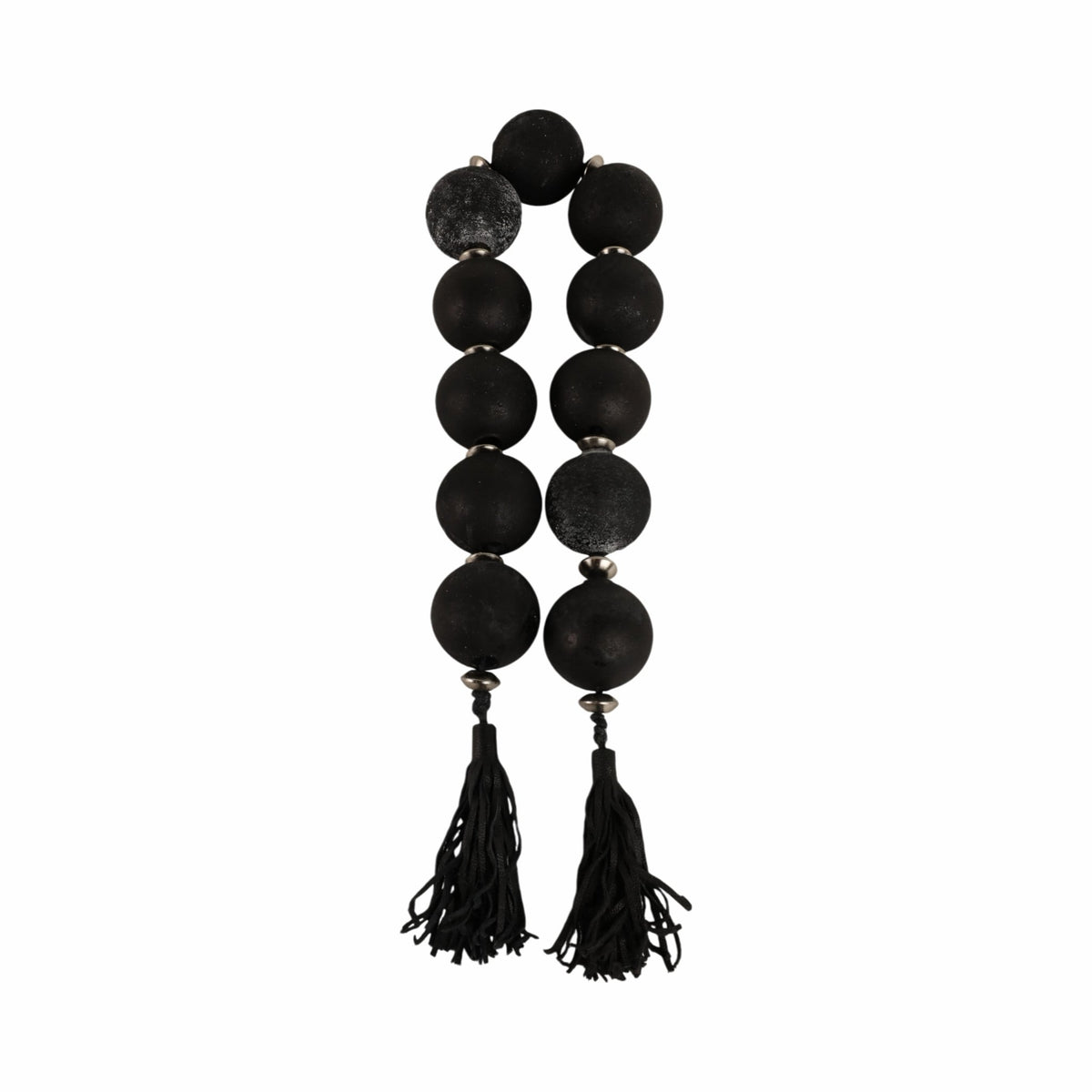 56'' Renton Blk & Slvr Glass Garland W Lthr Tassel Table Decors| Sagebrook Home
