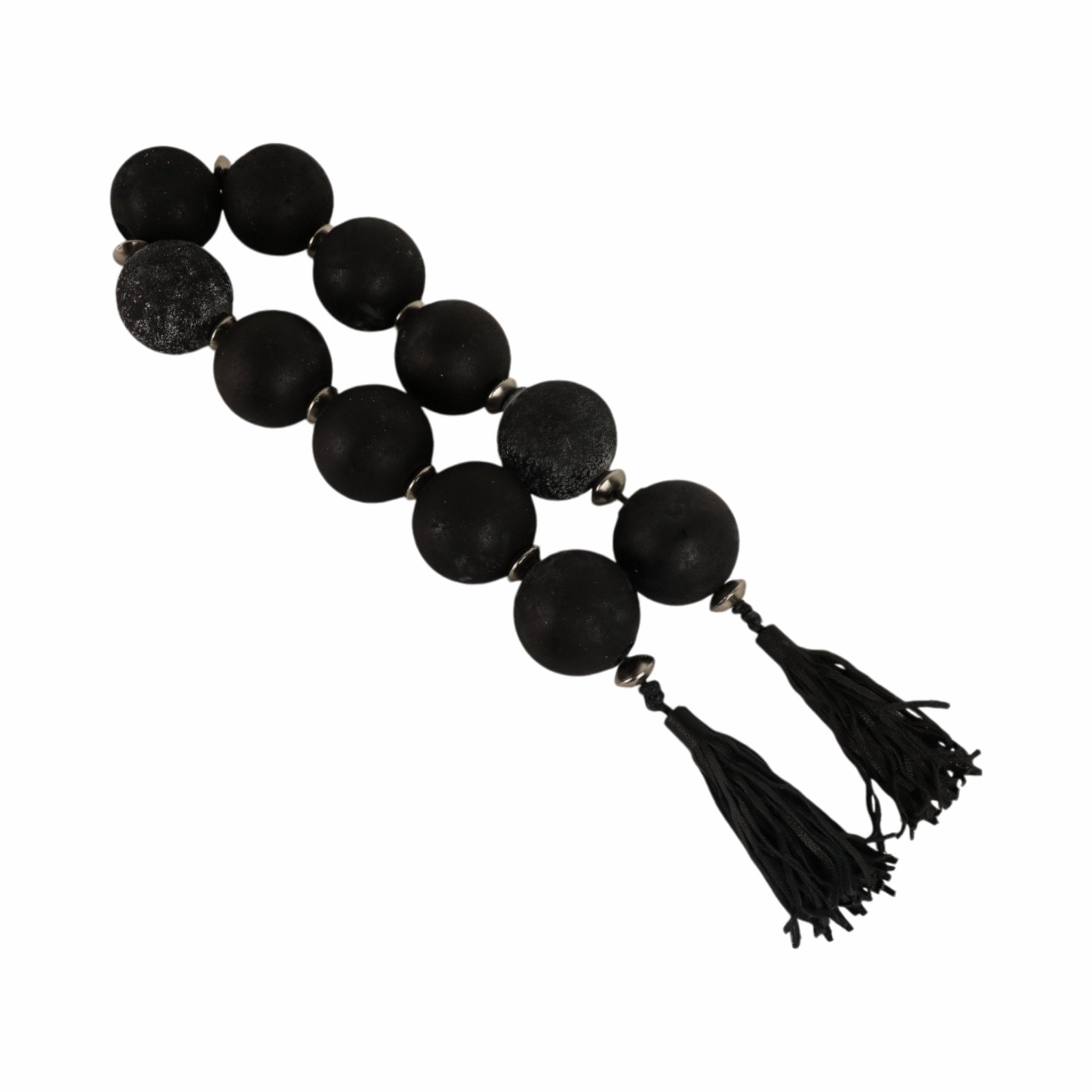 56'' Renton Blk & Slvr Glass Garland W Lthr Tassel Table Decors| Sagebrook Home