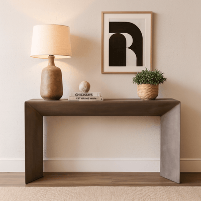 58" Besancon Metal And Travertine Console Table - Al Rugaib Furniture