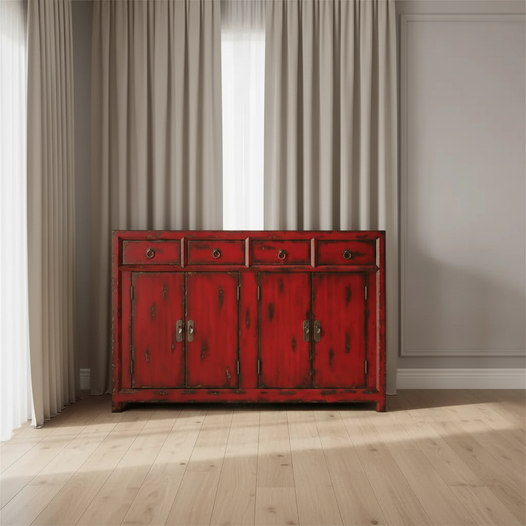 58'' Red Asian Cabinet Cabinets & Chests| Hooker