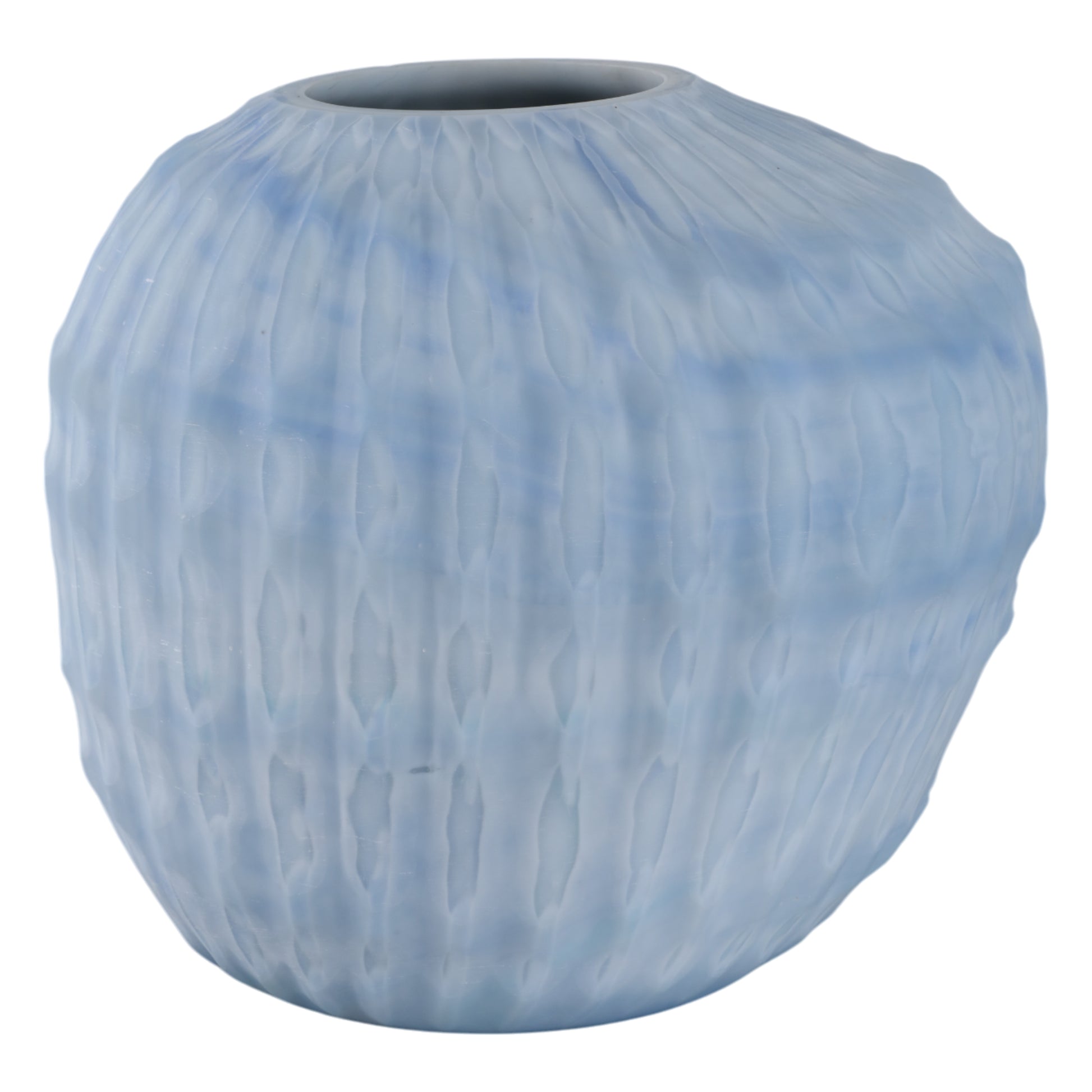 وارويك الزجاج المنحوت باللون الأزرق Warwick Blue Carved Glass Vase