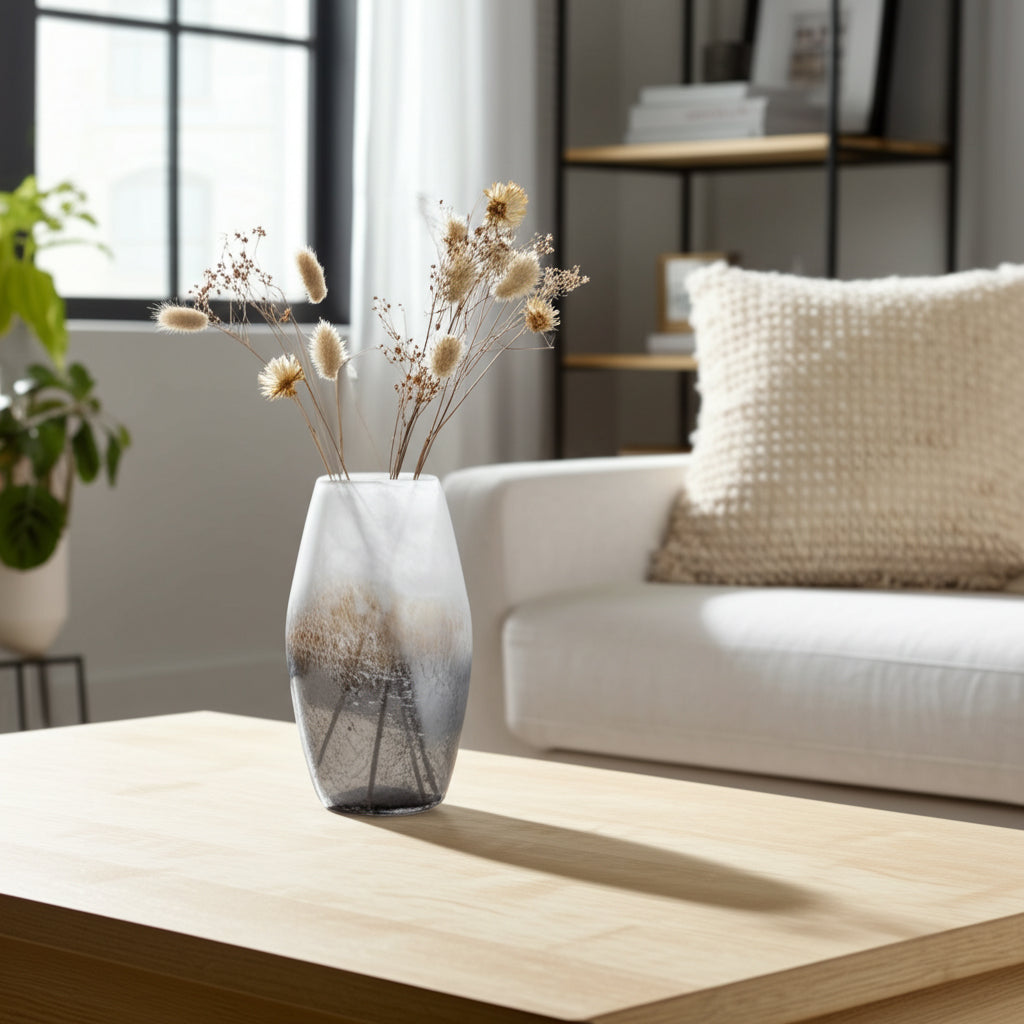 زجاج، وعاء متصدع، متعدد الألوان GLASS, CRACKLE VASE, MULTI