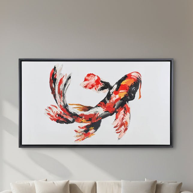 59X35, Hand Painted Koi Fish, Red/Blk Wall Art| Sagebrook Home