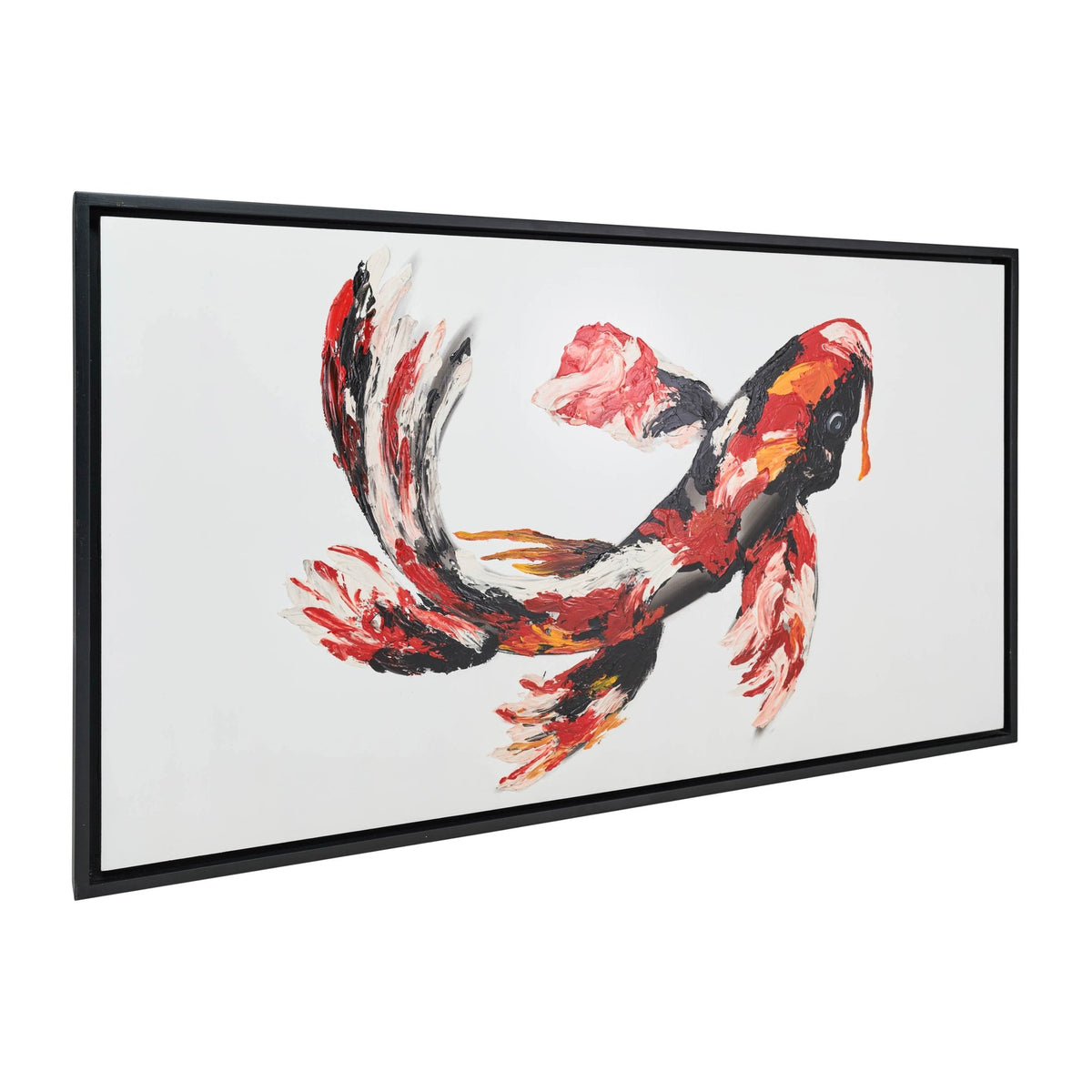 59X35, Hand Painted Koi Fish, Red/Blk Wall Art| Sagebrook Home