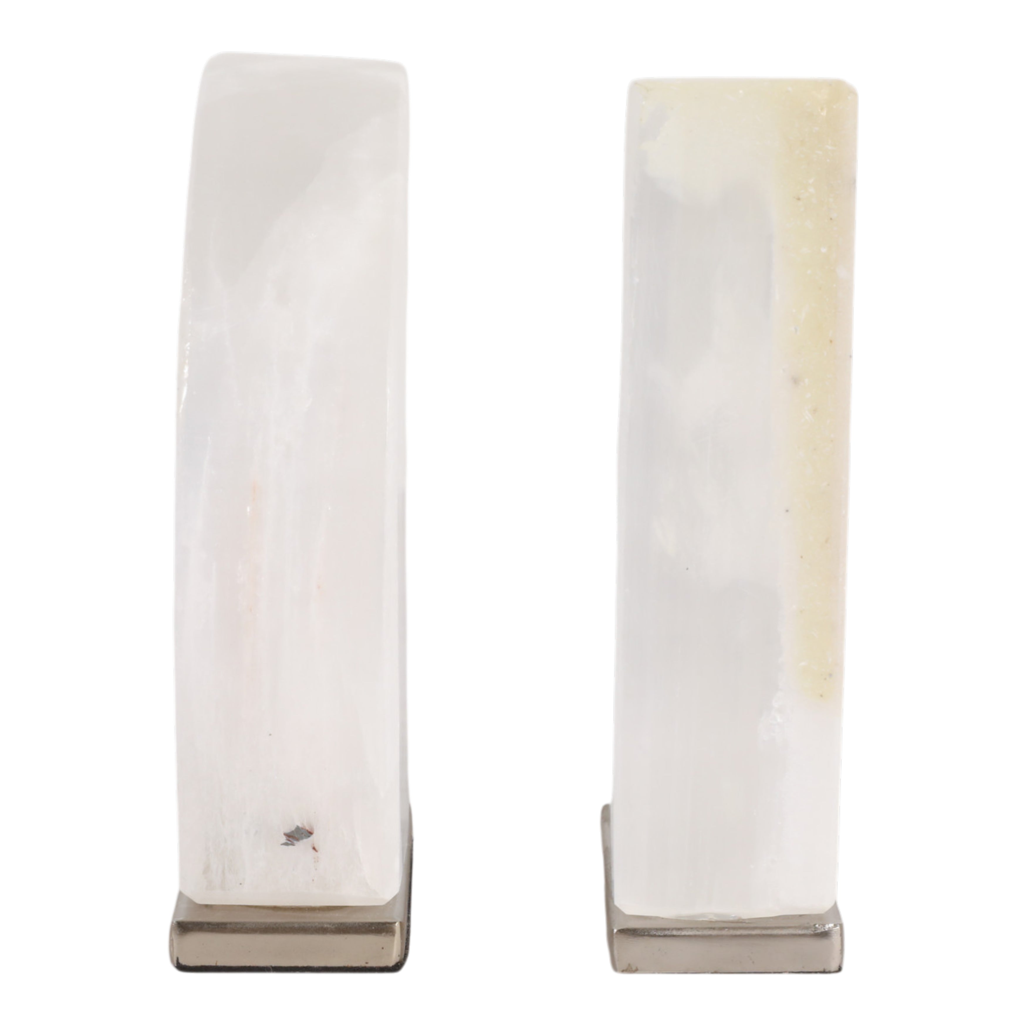 6" MONNAR SELENITE BOOKENDS, WHT