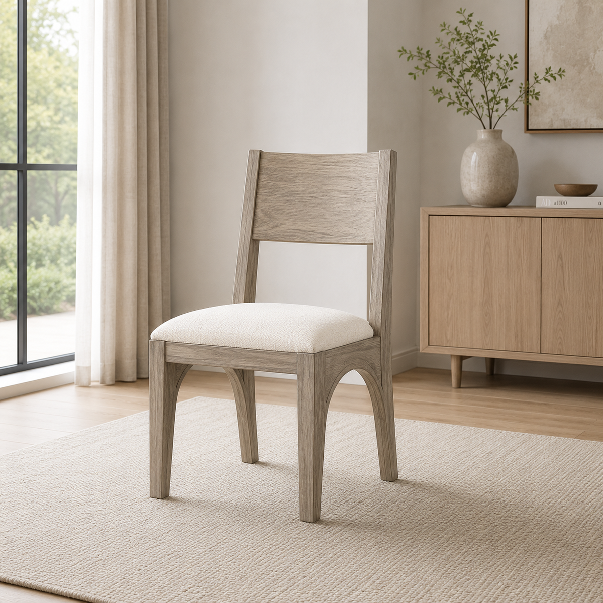 Wood Dining Side Chair w/Upholstered Seat
