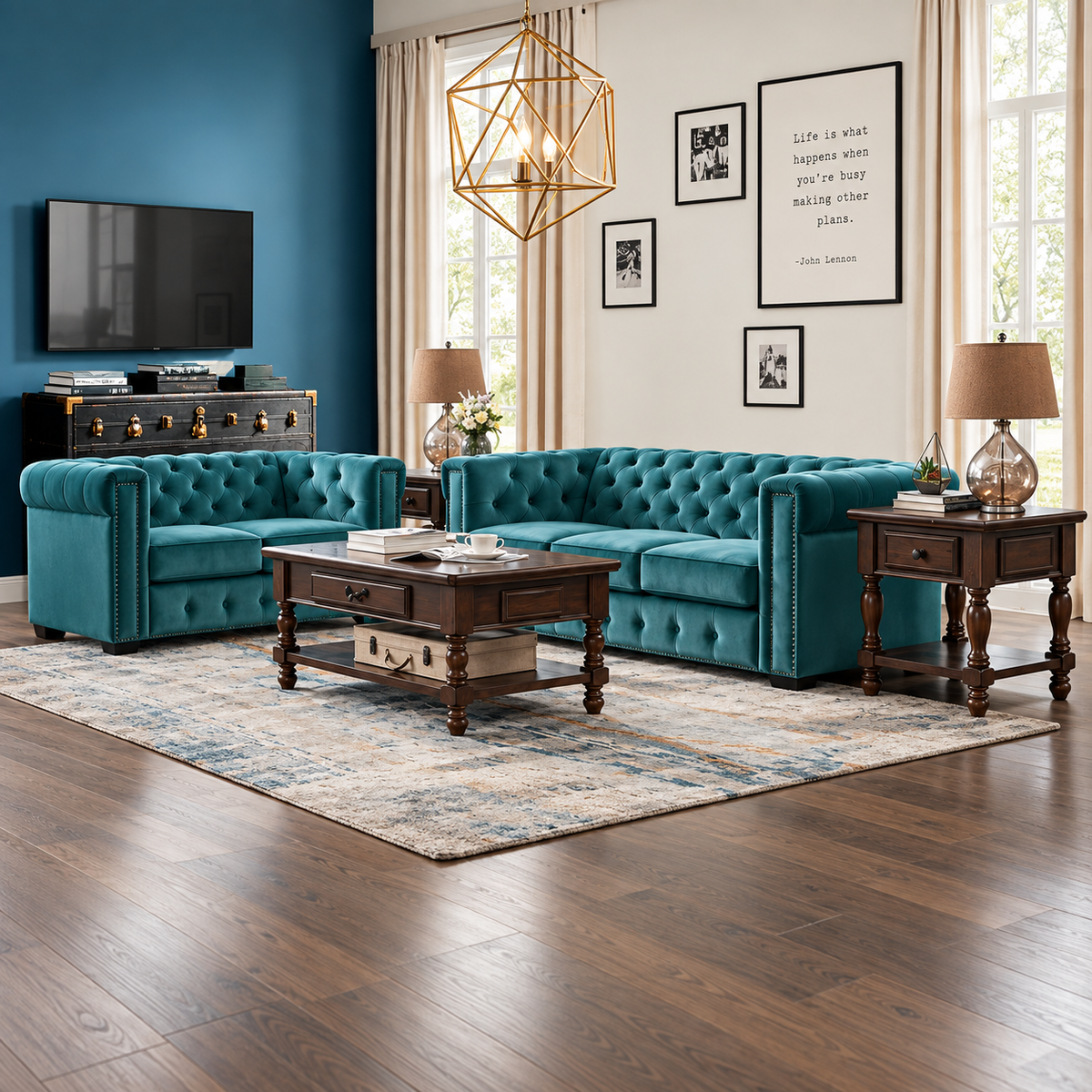 Elzaro Blue Living room Set