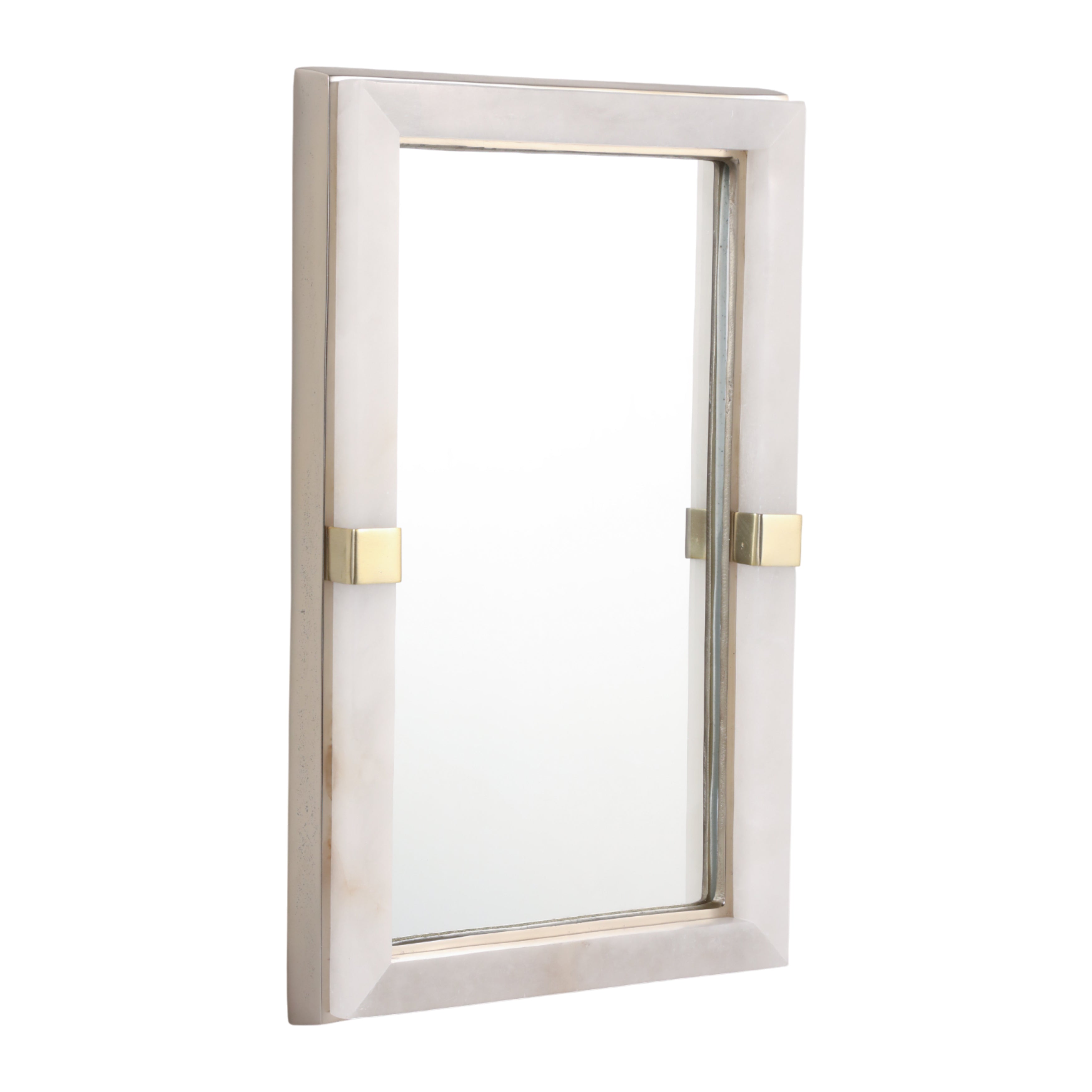17X11" ASCEND ALABASTER AND METAL WALL MIRROR TRAY