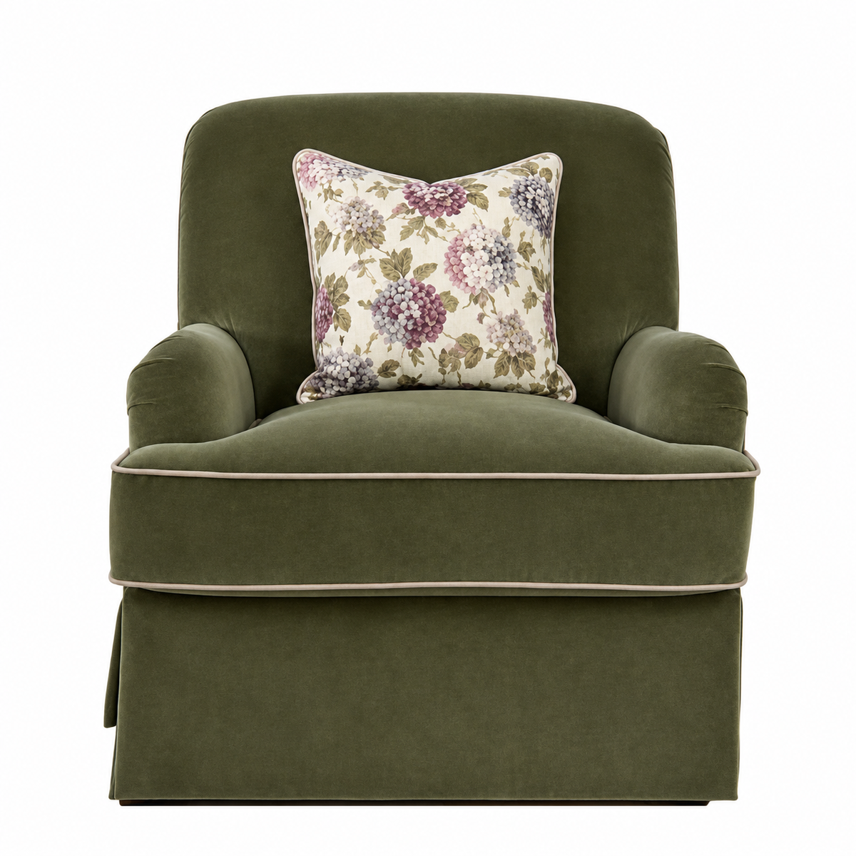 Jasmine Olive Arm Chair Skirted
