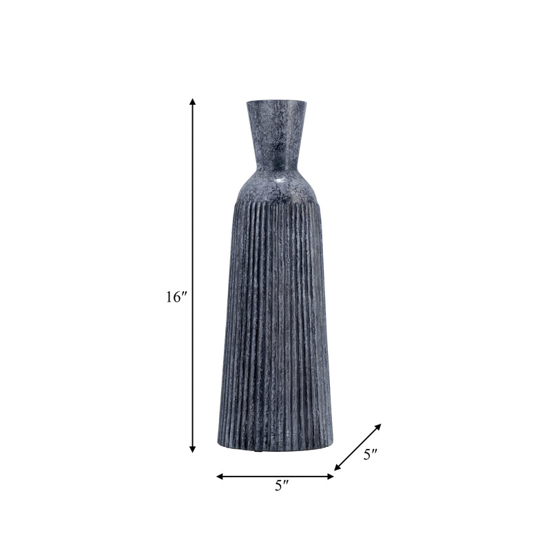 16, GROOVED GLASS VASE, BLUE