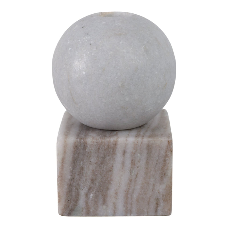 5X3" BALL ON CUBE MARBLE TAPER HOLDER, MULTI - Al Rugaib Furniture