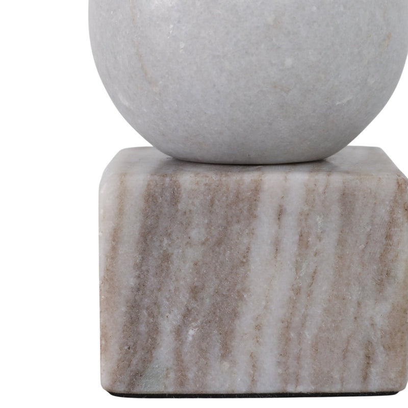 5X3" BALL ON CUBE MARBLE TAPER HOLDER, MULTI - Al Rugaib Furniture