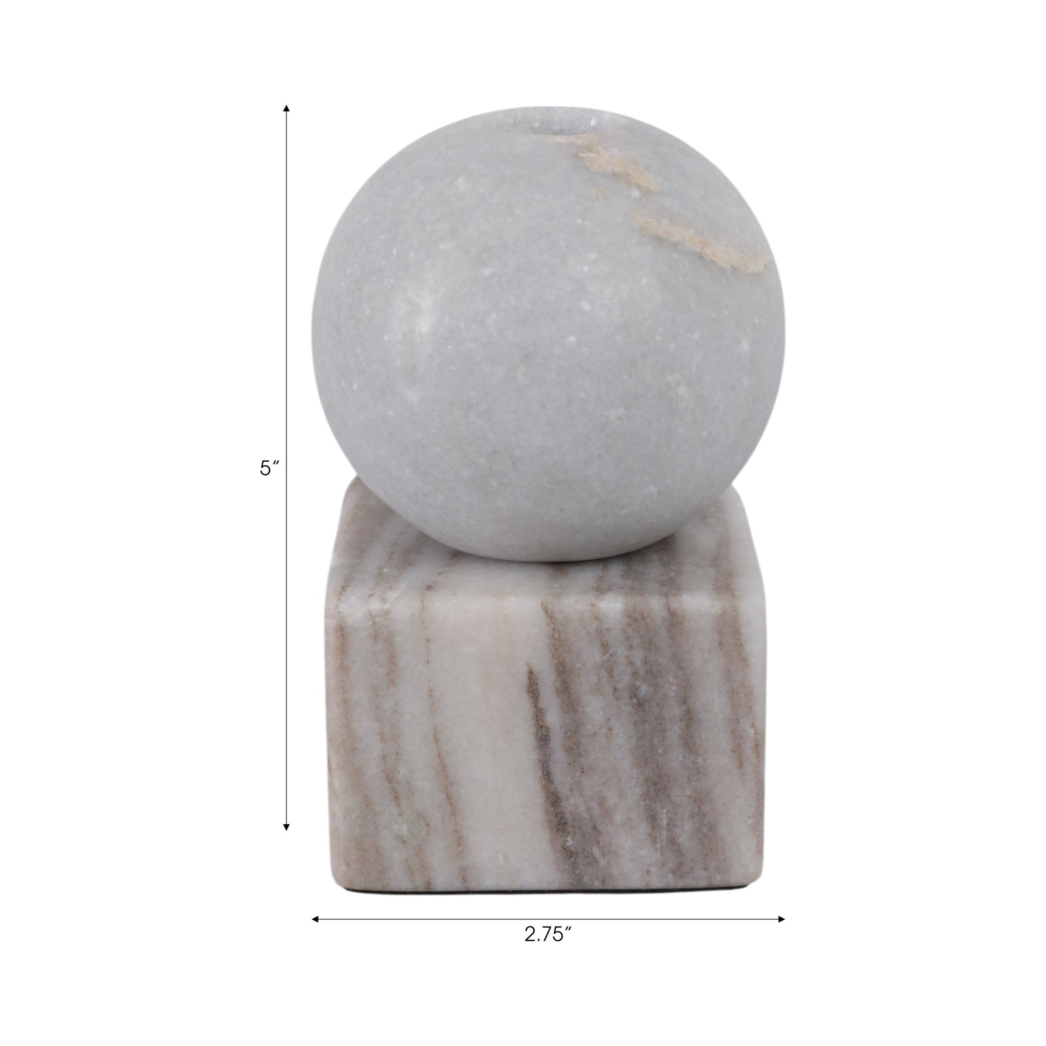 5X3" BALL ON CUBE MARBLE TAPER HOLDER, MULTI Candle Holders| Sagebrook Home