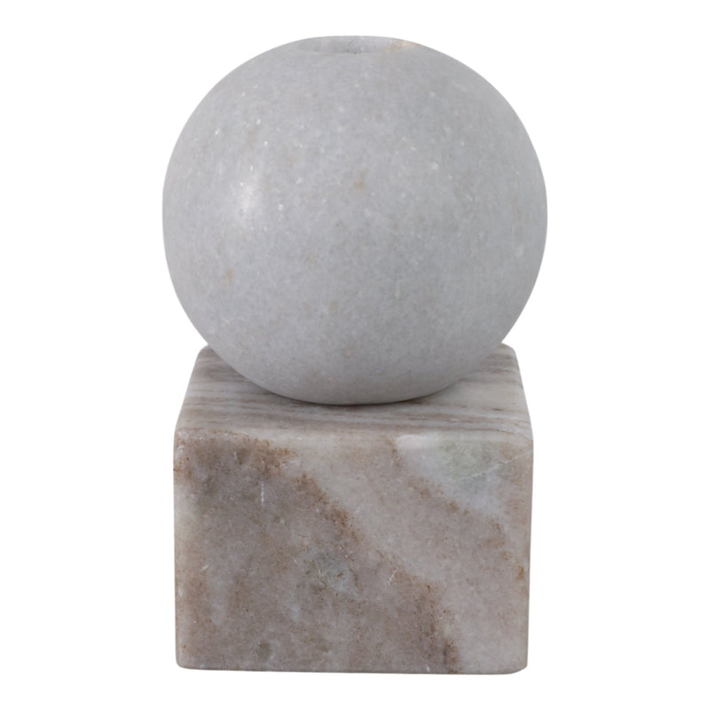5X3" BALL ON CUBE MARBLE TAPER HOLDER, MULTI - Al Rugaib Furniture