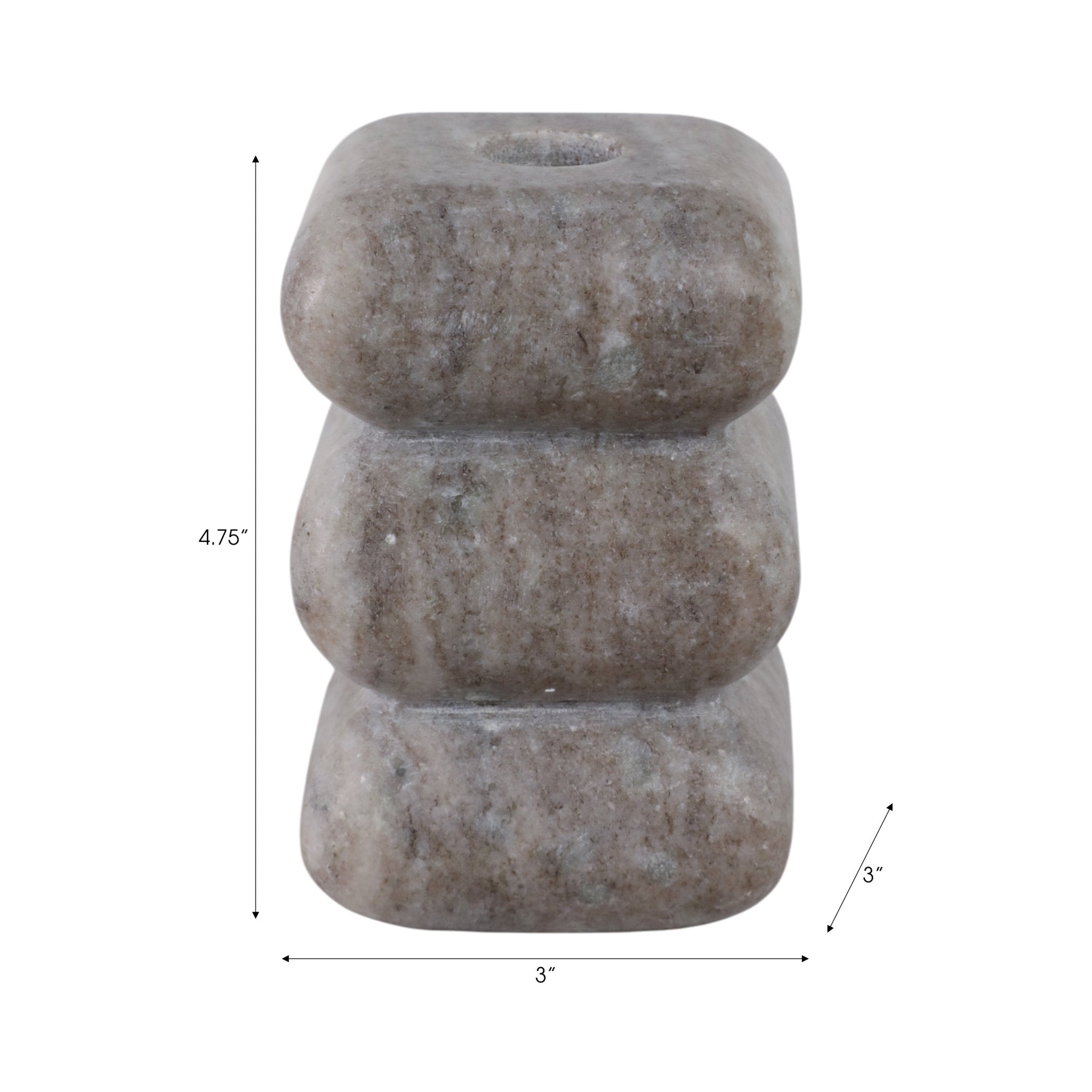 5x3" Curvy Marble Taper Holder, Beige Candle Holders| Sagebrook Home