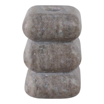 5x3" Curvy Marble Taper Holder, Beige - Al Rugaib Furniture
