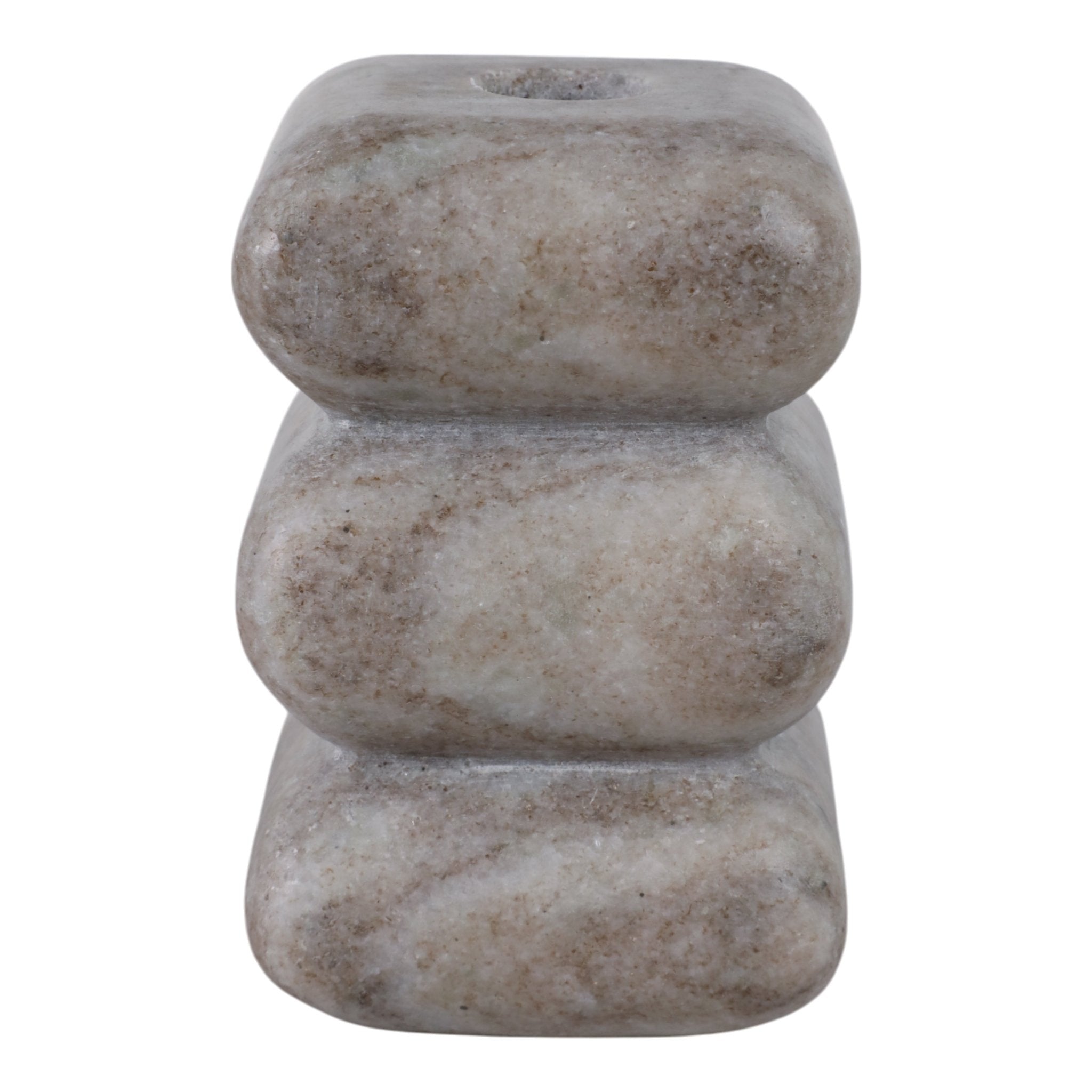 5x3" Curvy Marble Taper Holder, Beige Candle Holders| Sagebrook Home