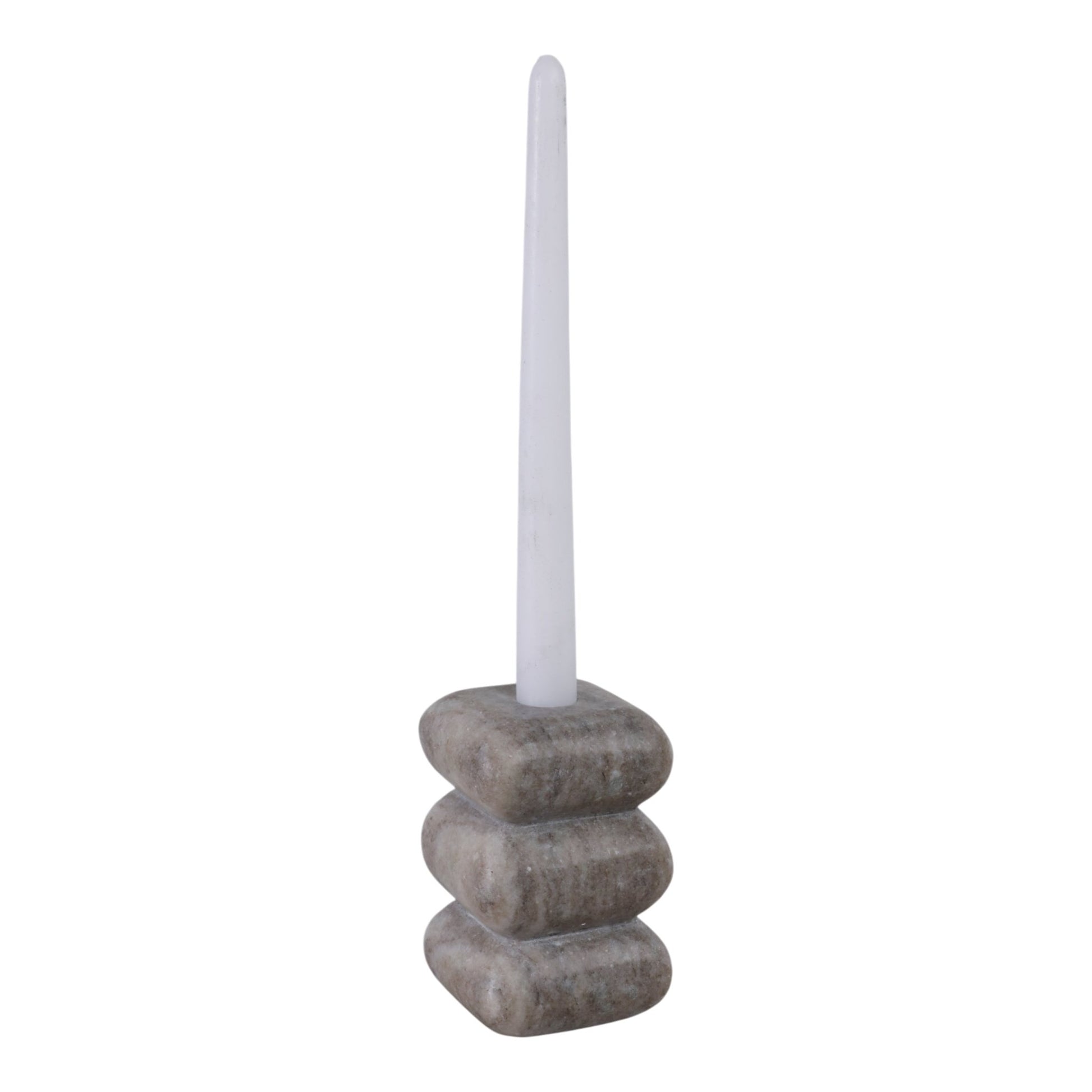 5x3" Curvy Marble Taper Holder, Beige Candle Holders| Sagebrook Home