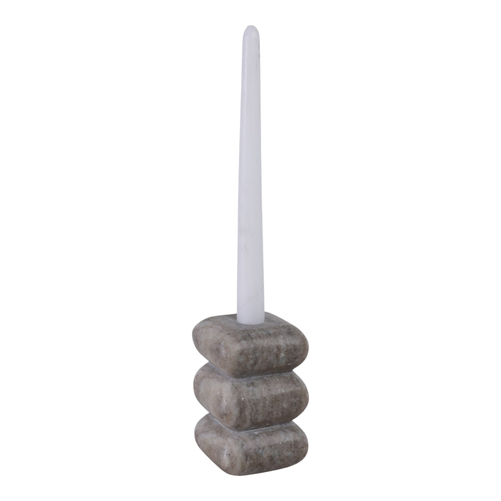 5x3" Curvy Marble Taper Holder, Beige Candle Holders| Sagebrook Home