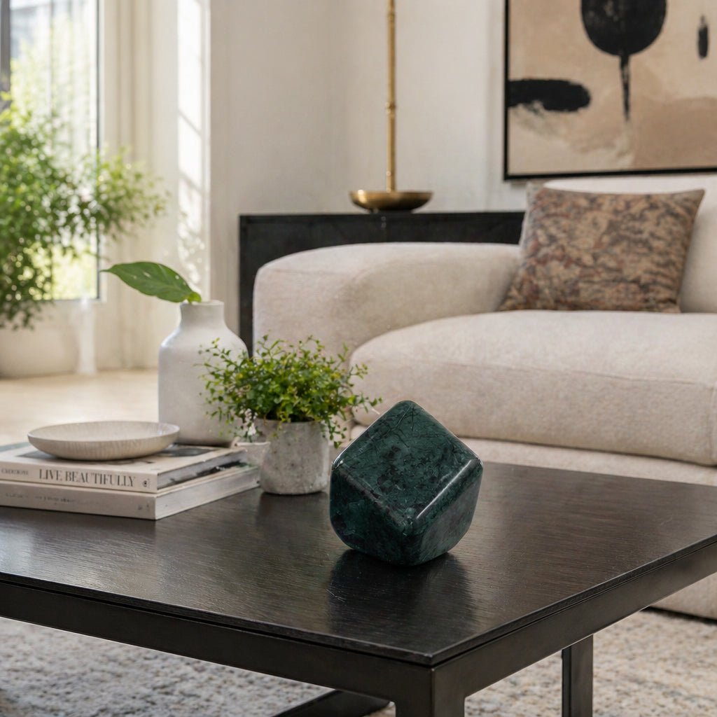 5x5" Marble Cube Orb, Green Table Decors| Sagebrook Home