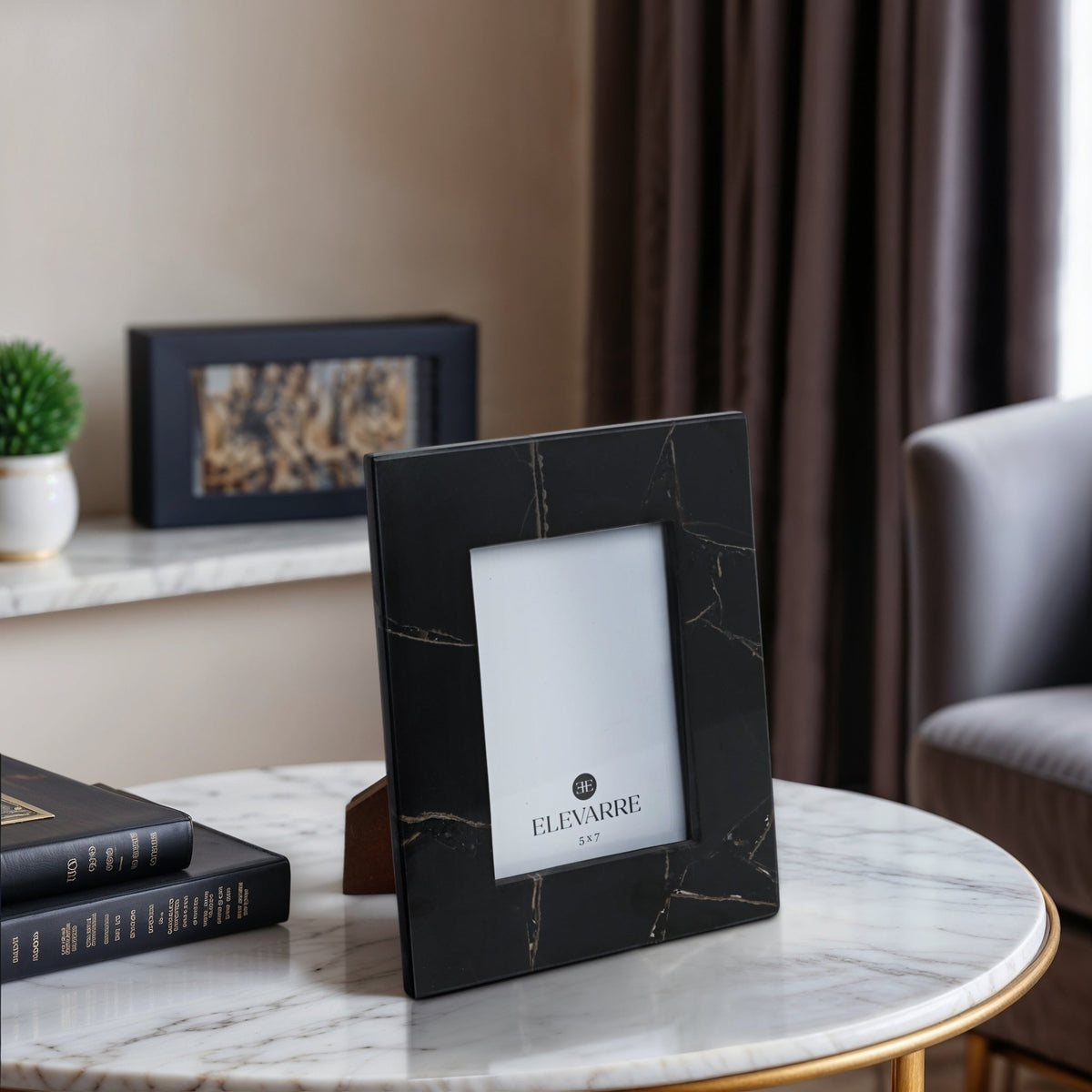 5x7 Edina Black Quartz Photo Frame Table Decors| Sagebrook Home