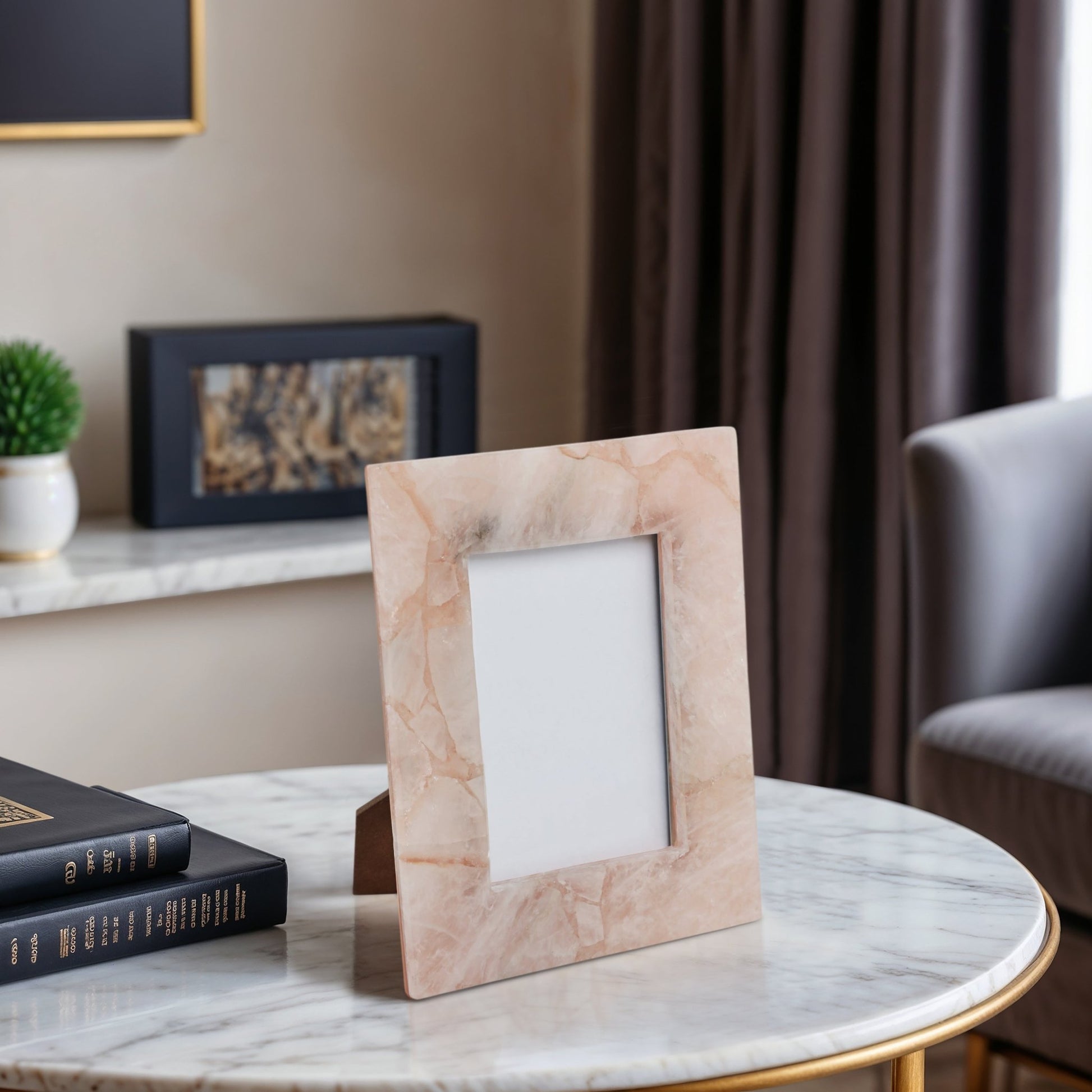 5x7 Edina Pink Quartz Photo Frame Table Decors| Sagebrook Home