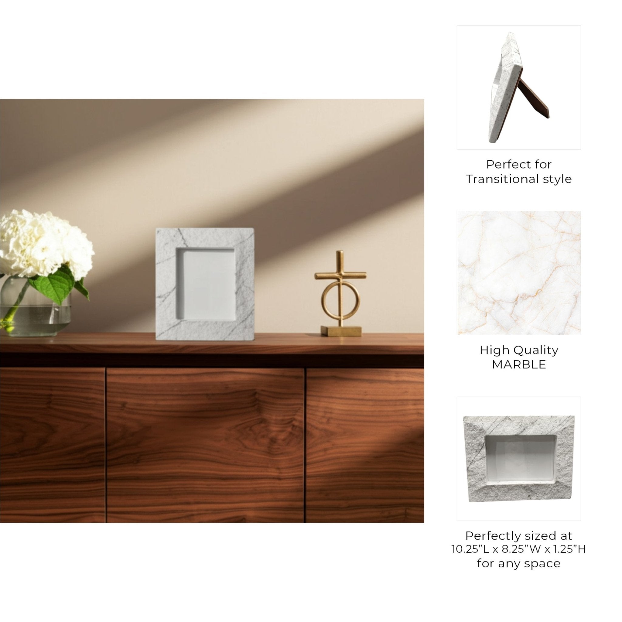 5x7 Gilgal Marble Photo Frame With Gift Box Table Decors| Sagebrook Home