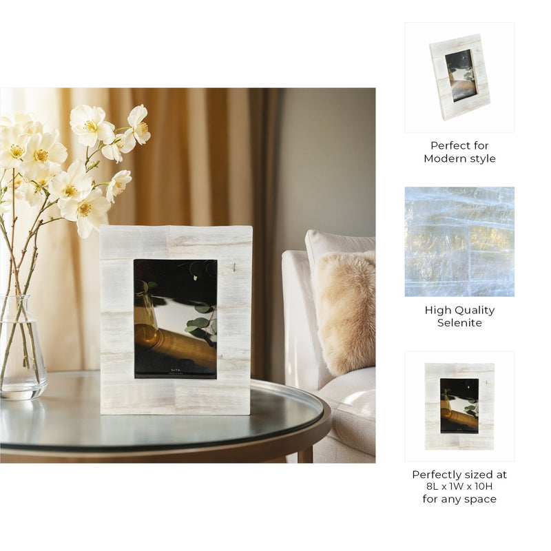 5x7 Selenite Photo Frame, White - Al Rugaib Furniture