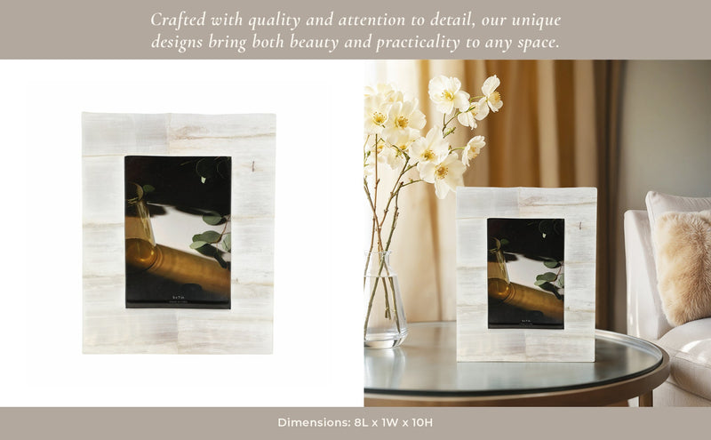 5x7 Selenite Photo Frame, White - Al Rugaib Furniture