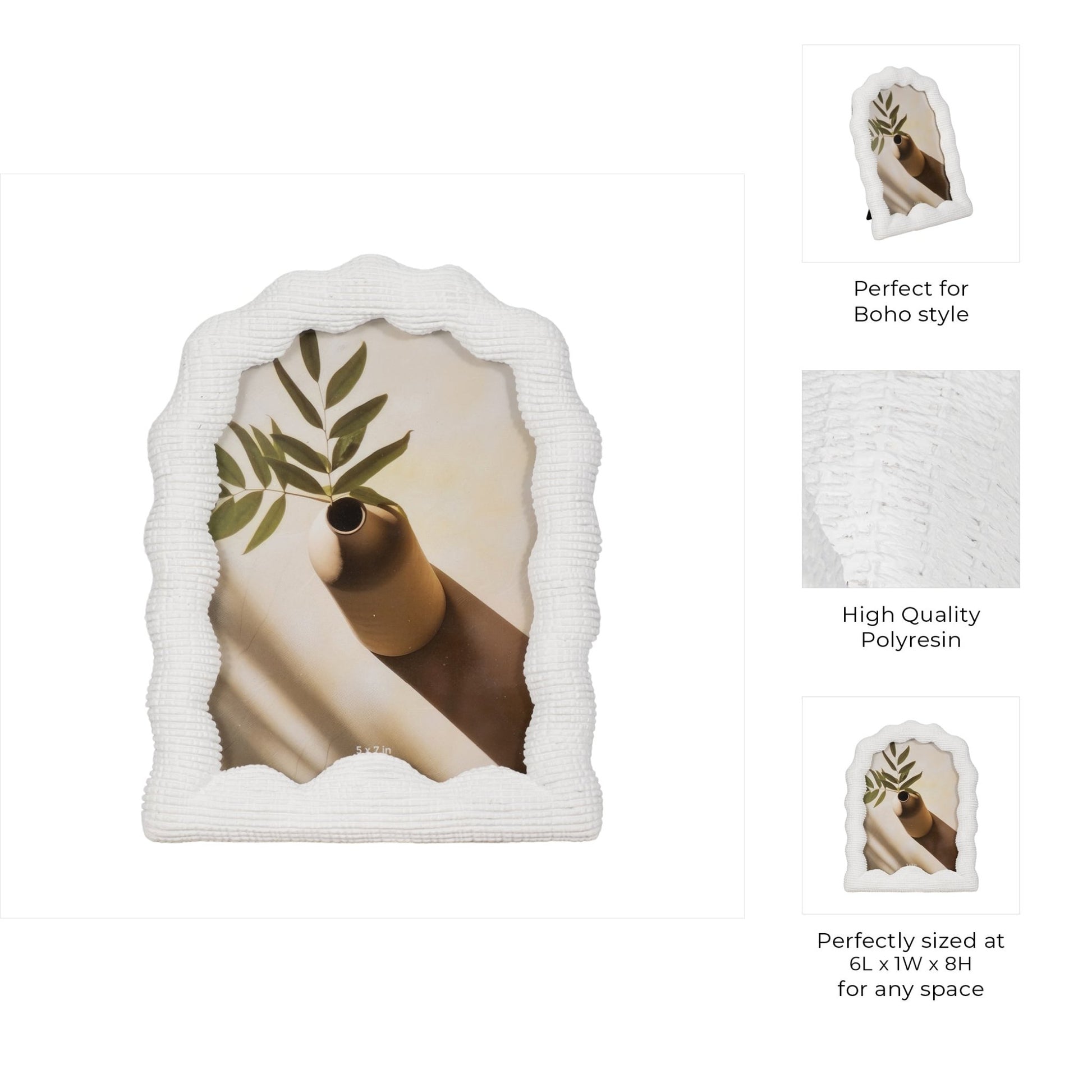 5X7 WAVY ARCH PHOTO FRAME, WHITE Table Decors| Sagebrook Home