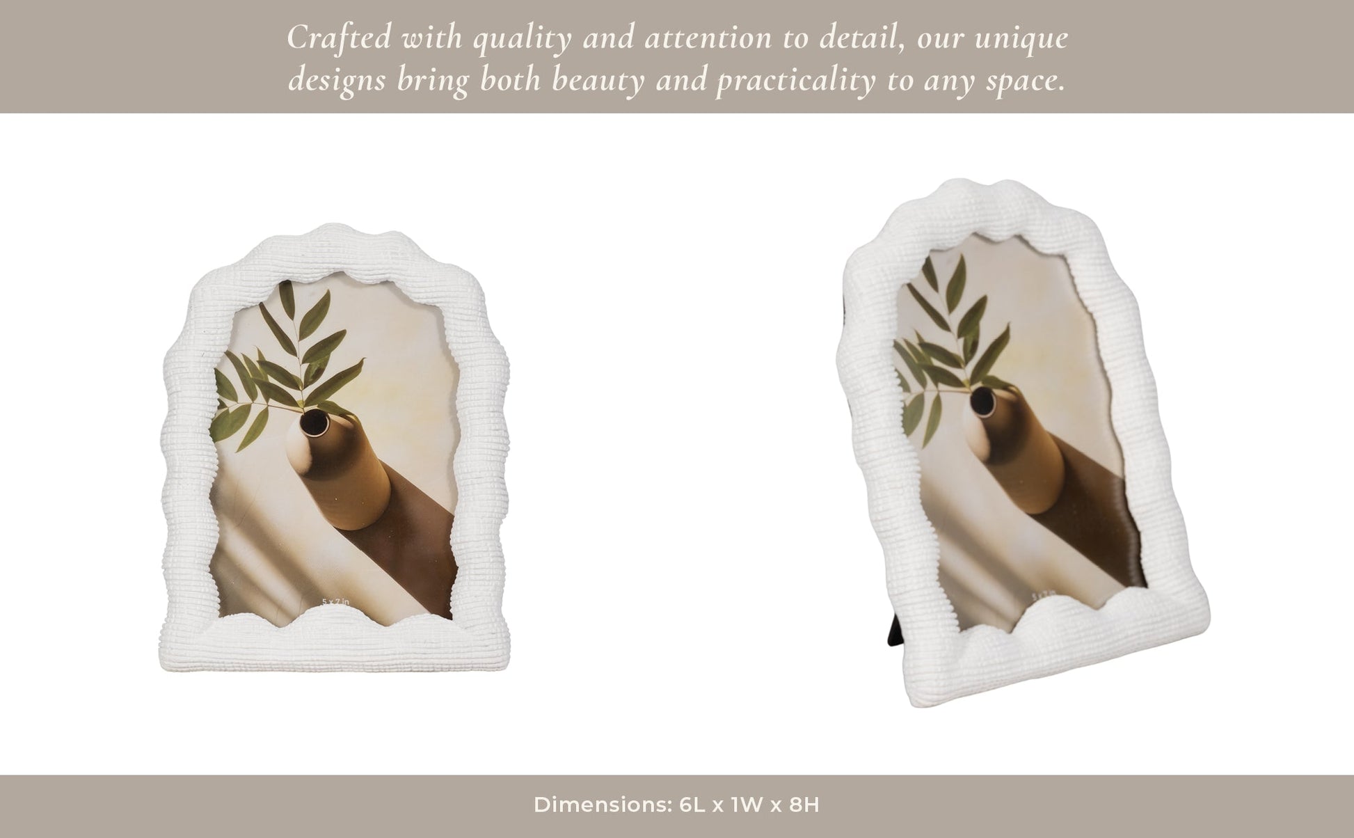 5X7 WAVY ARCH PHOTO FRAME, WHITE Table Decors| Sagebrook Home