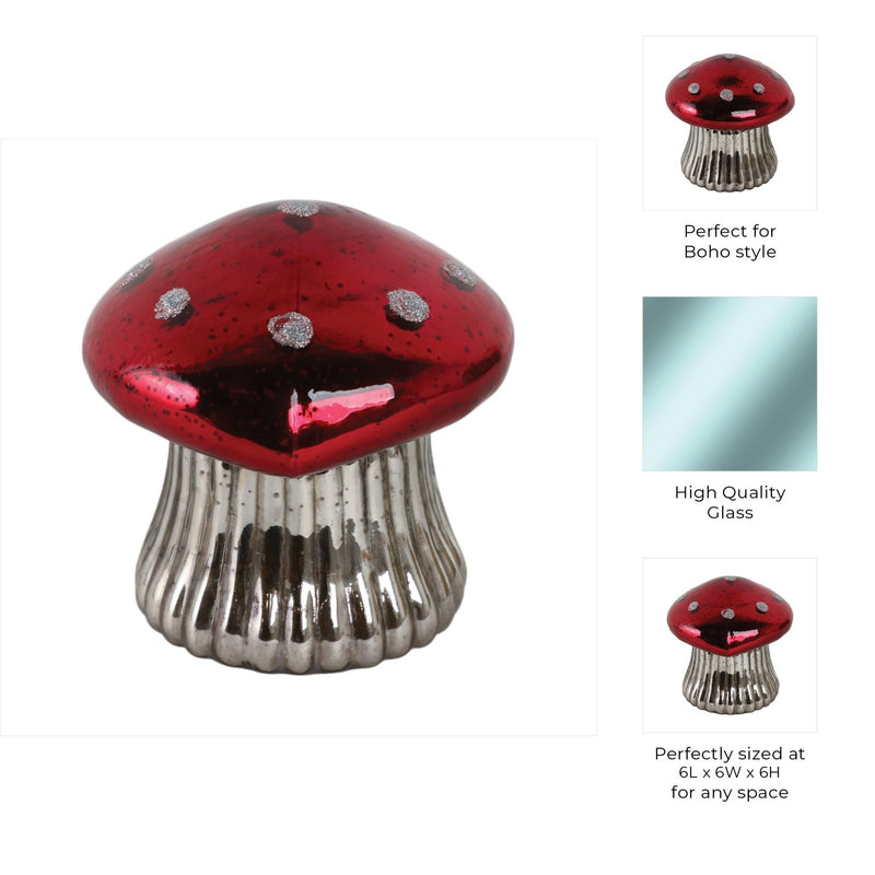 6" 12 Oz Cinnamon Mushroom Candle, Red - Al Rugaib Furniture